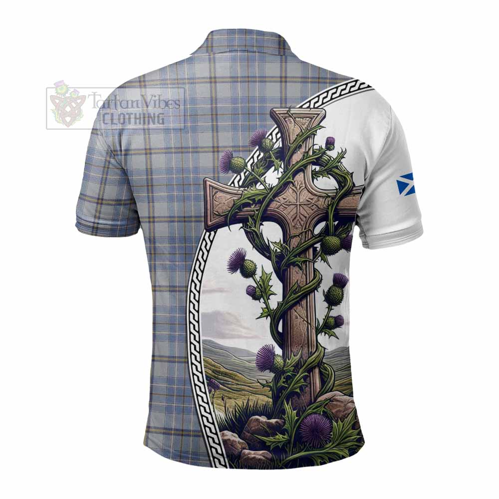 Tartan Vibes Clothing Tweedie Tartan Polo Shirt with Family Crest and St. Andrew's Cross Accented by Thistle Vines