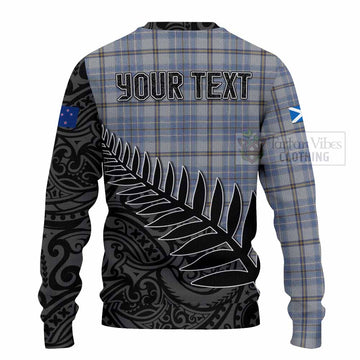 Tweedie Crest Tartan Knitted Sweater with New Zealand Silver Fern Half Style