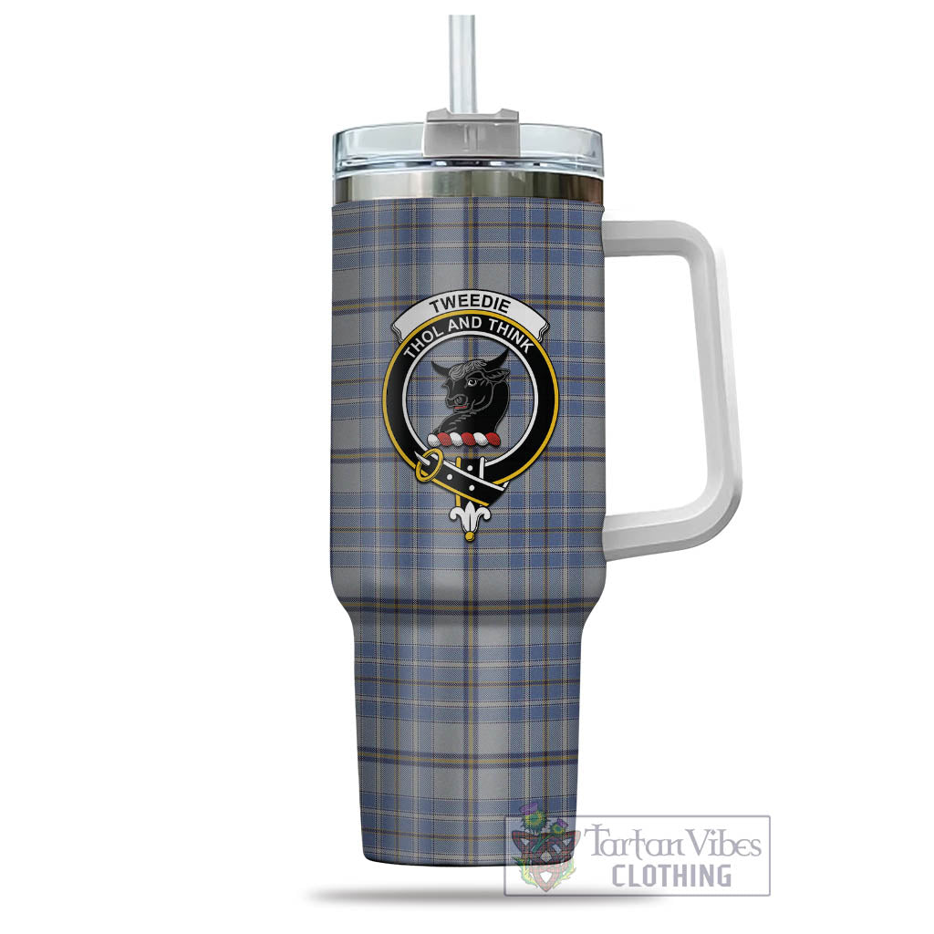 Tartan Vibes Clothing Tweedie Tartan and Family Crest Tumbler with Handle