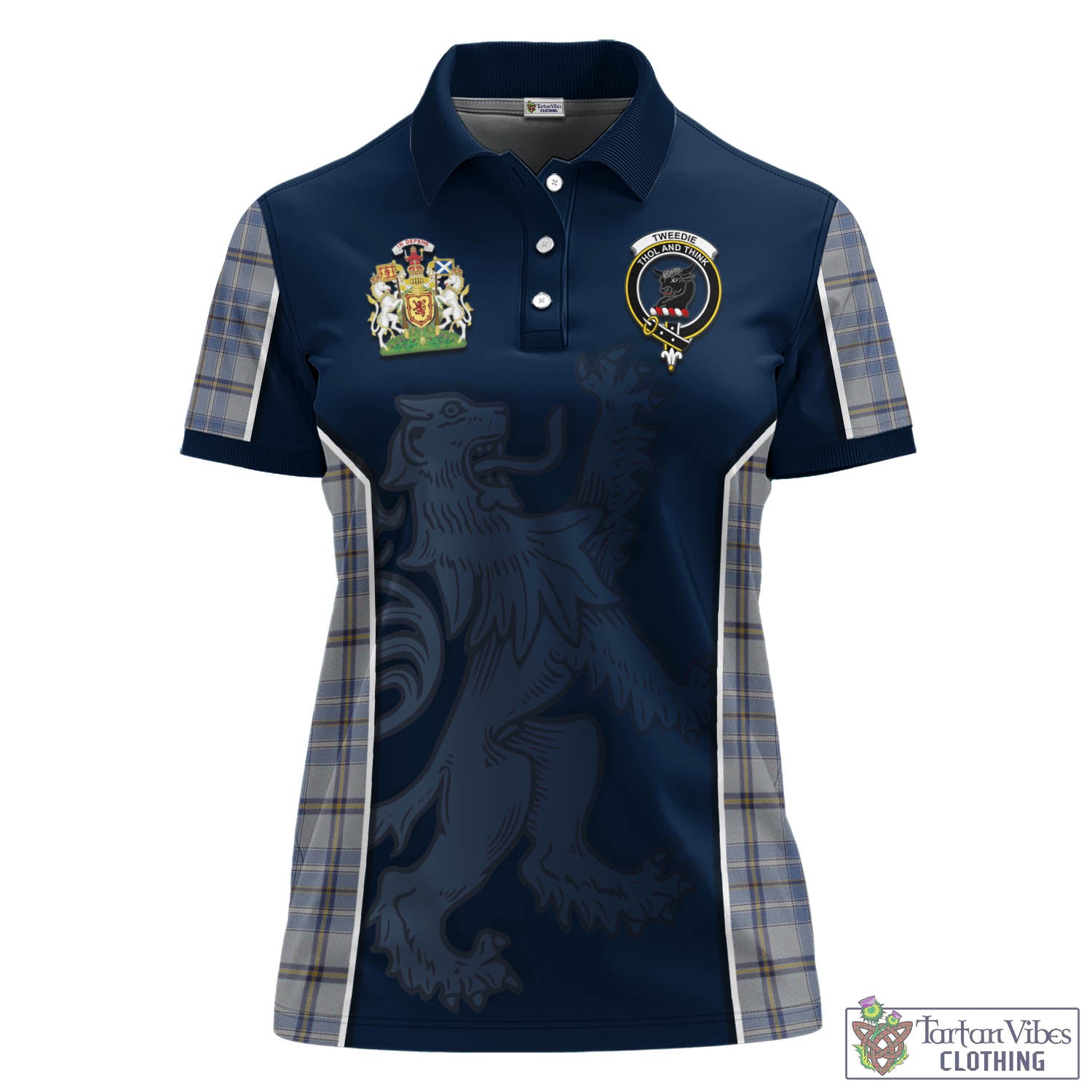 Tweedie Tartan Women's Polo Shirt with Family Crest and Lion Rampant Vibes Sport Style - Tartan Vibes Clothing