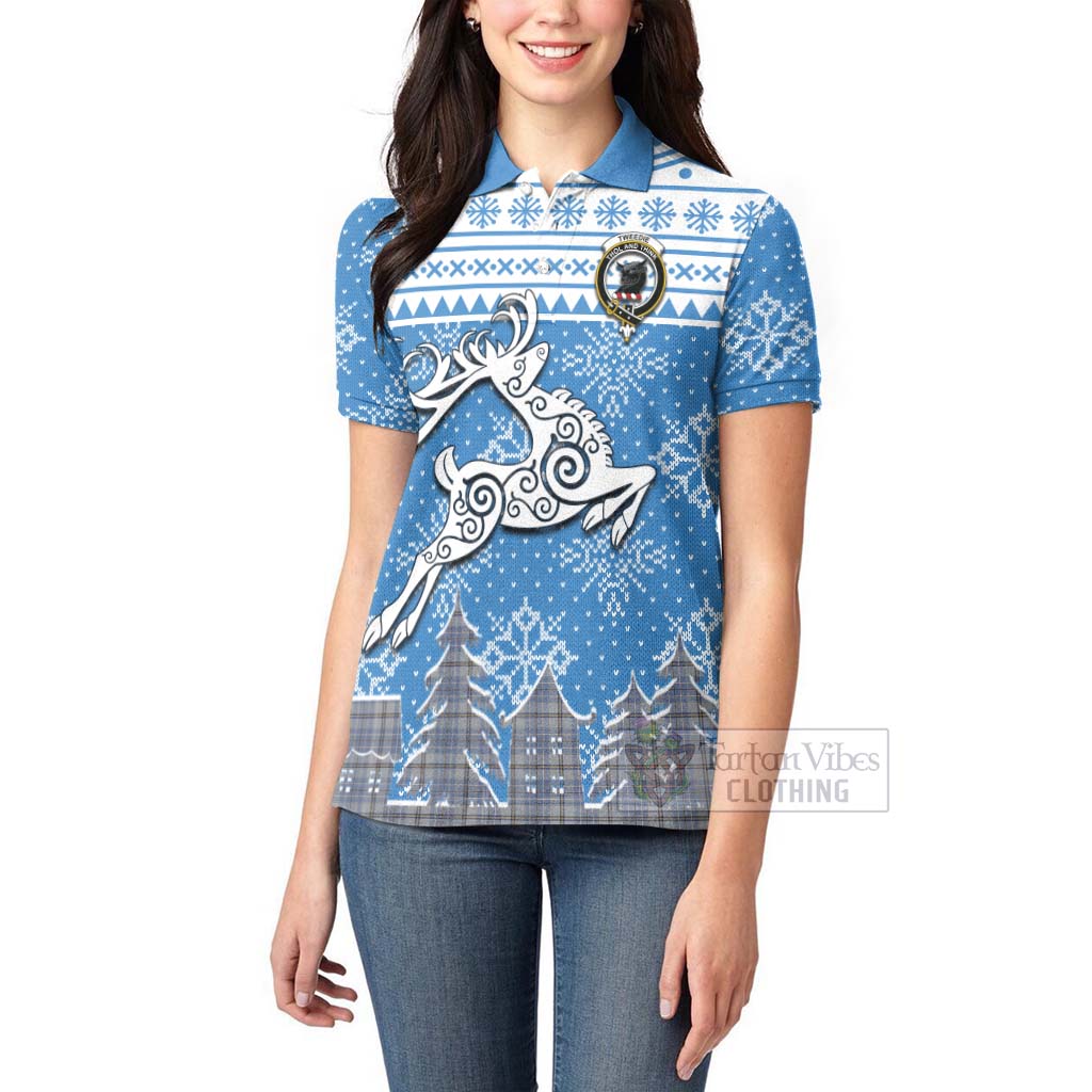 Tartan Vibes Clothing Tweedie Clan Christmas Women's Polo Shirt Celtic Reindeer Style