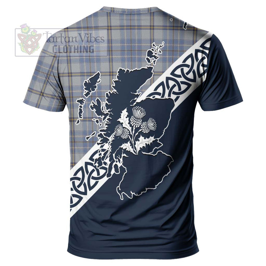 Tweedie Tartan T-Shirt Featuring Thistle and Scotland Map