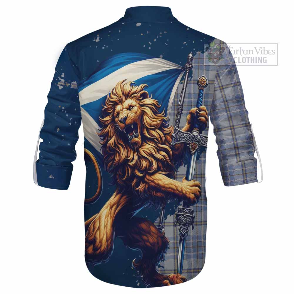 Tartan Vibes Clothing Tweedie Tartan Family Crest Ghillie Kilt Shirt with Scottish Majestic Lion