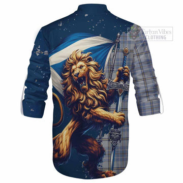 Tweedie Tartan Family Crest Ghillie Kilt Shirt with Scottish Majestic Lion