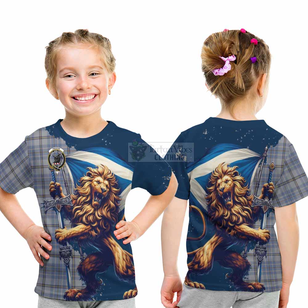 Tartan Vibes Clothing Tweedie Tartan Family Crest Kid T-Shirt with Scottish Majestic Lion