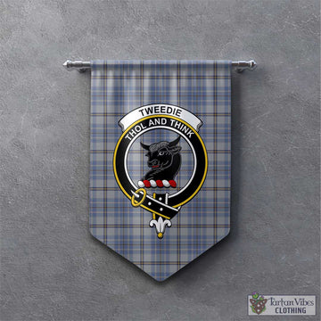 Tweedie Tartan Gonfalon, Tartan Banner with Family Crest