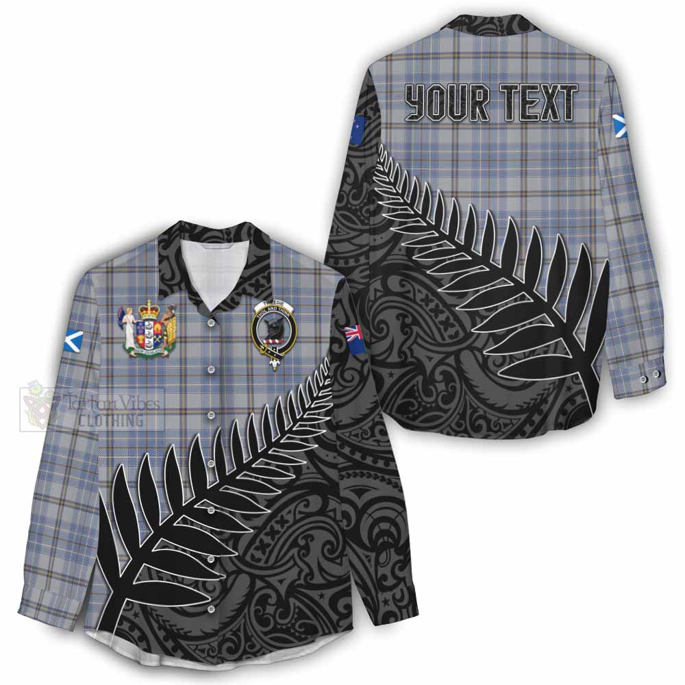 Tartan Vibes Clothing Tweedie Crest Tartan Women's Casual Shirt with New Zealand Silver Fern Half Style