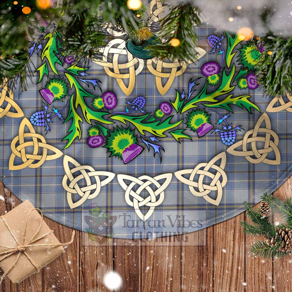 Tartan Vibes Clothing Tweedie Tartan Christmas Tree Skirt with Thistle Celtic Knot Style