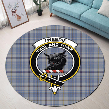 Tweedie Tartan Round Rug with Family Crest