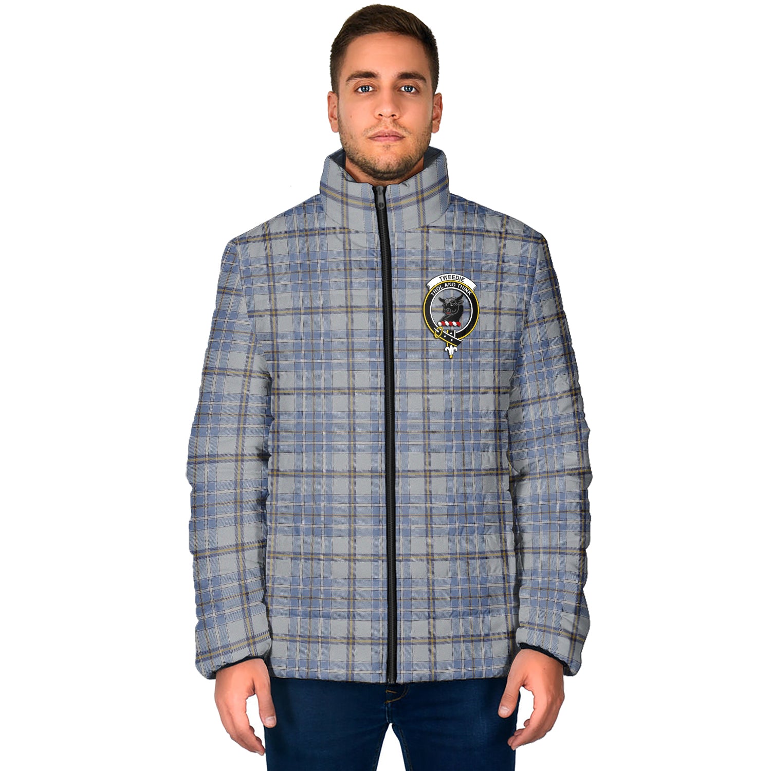 Tweedie Tartan Padded Jacket with Family Crest - Tartan Vibes Clothing