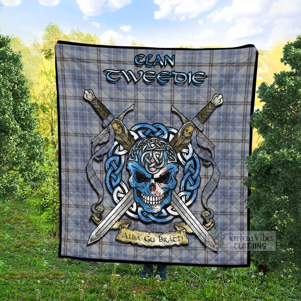 Tartan Vibes Clothing Tweedie Tartan Quilt with Celtic Skull Alba Gu Brath Style