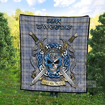 Tweedie Tartan Quilt with Celtic Skull Alba Gu Brath Style