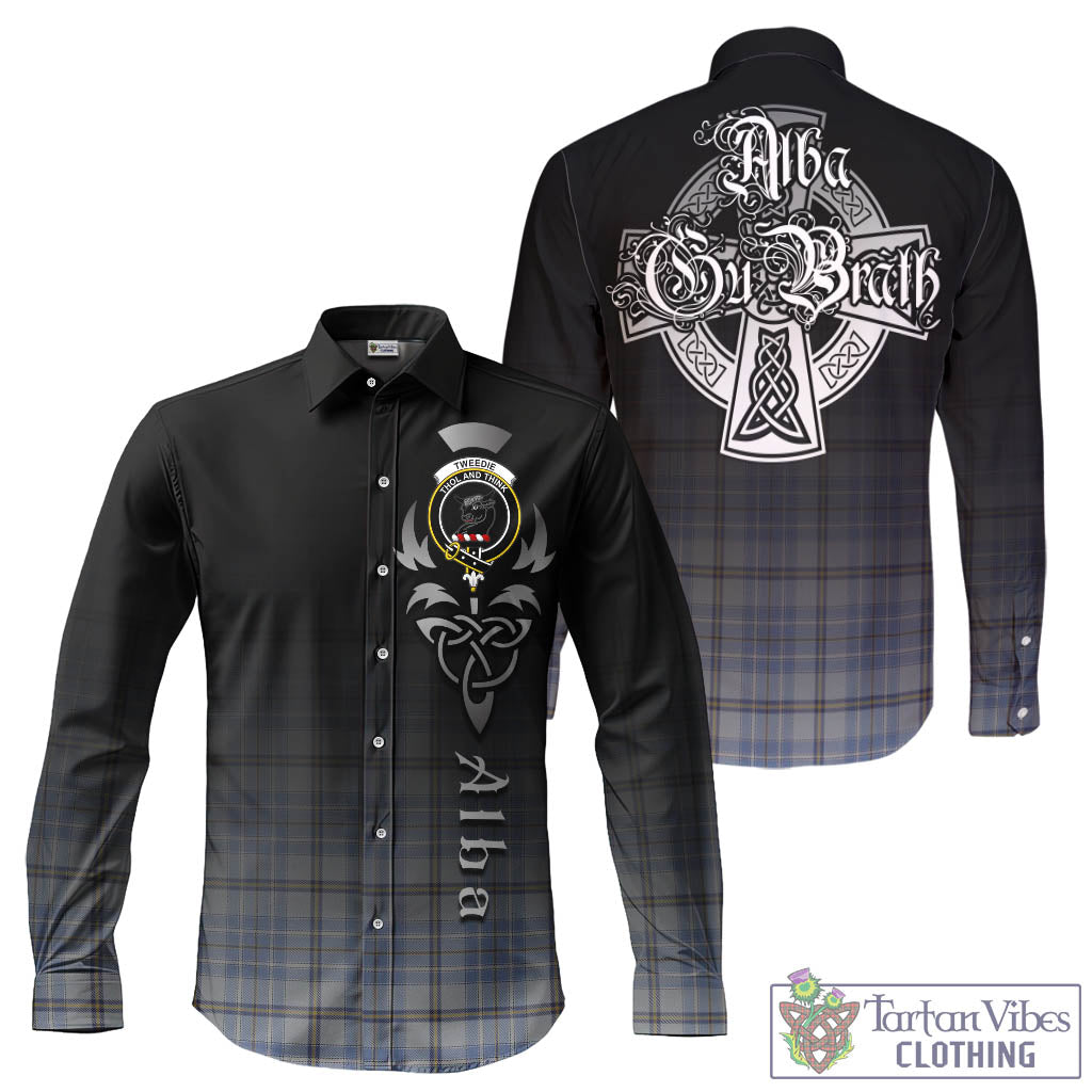 Tartan Vibes Clothing Tweedie Tartan Long Sleeve Button Up Featuring Alba Gu Brath Family Crest Celtic Inspired