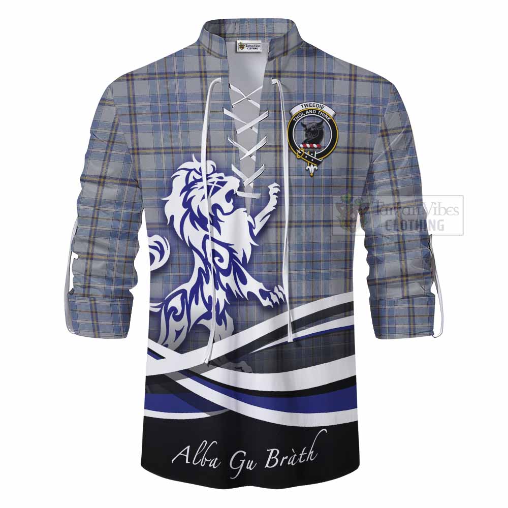 Tartan Vibes Clothing Tweedie Tartan Ghillie Kilt Shirt with Alba Gu Brath Regal Lion Emblem