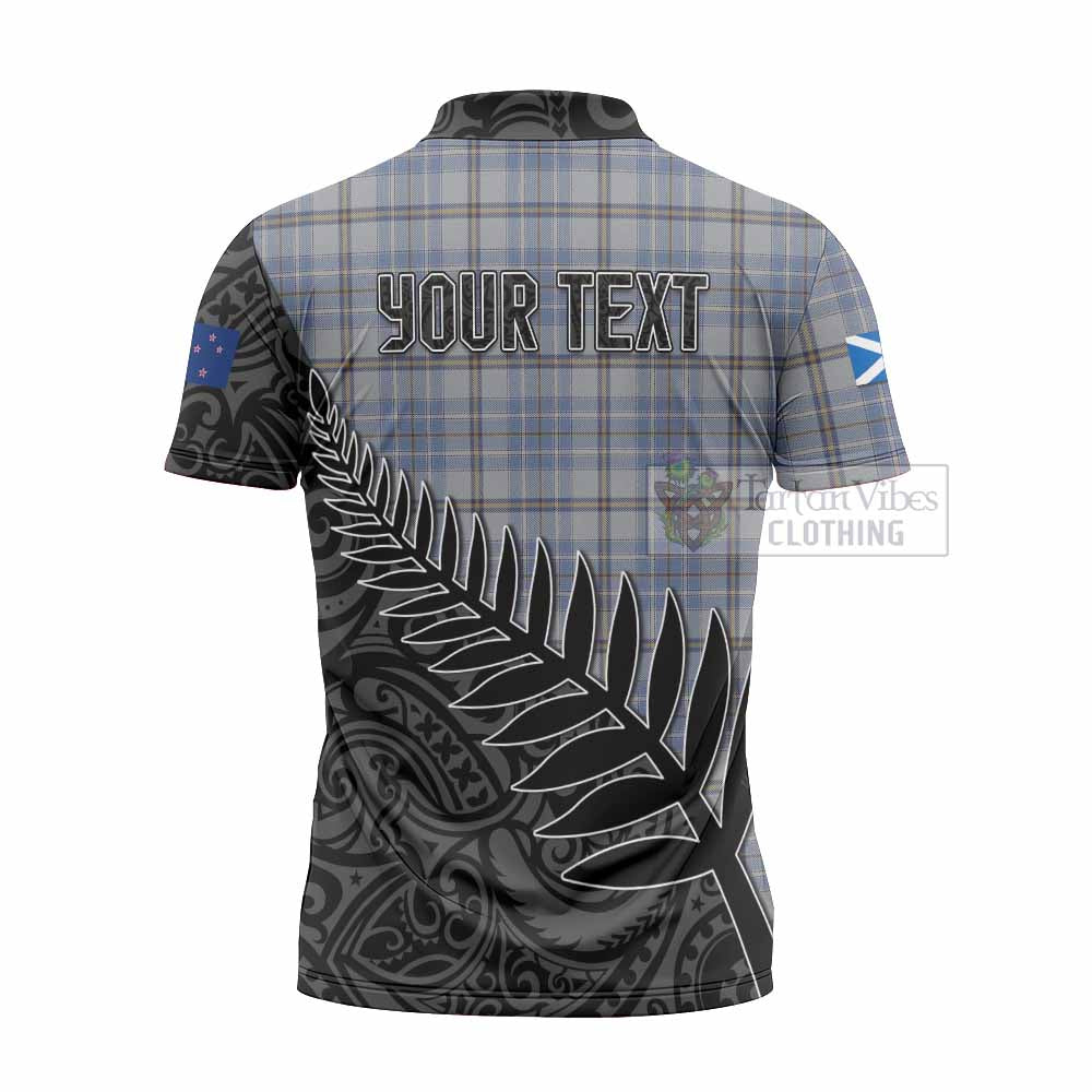 Tartan Vibes Clothing Tweedie Crest Tartan Zipper Polo Shirt with New Zealand Silver Fern Half Style