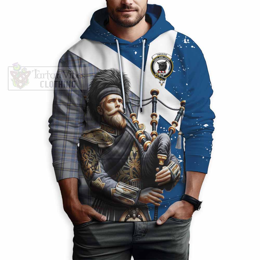 Tartan Vibes Clothing Tweedie Tartan Hoodie with Family Crest Scottish Bagpiper Vibes