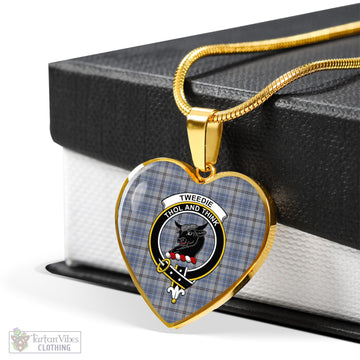 Tweedie Tartan Heart Necklace with Family Crest