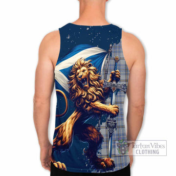 Tweedie Tartan Family Crest Men's Tank Top with Scottish Majestic Lion