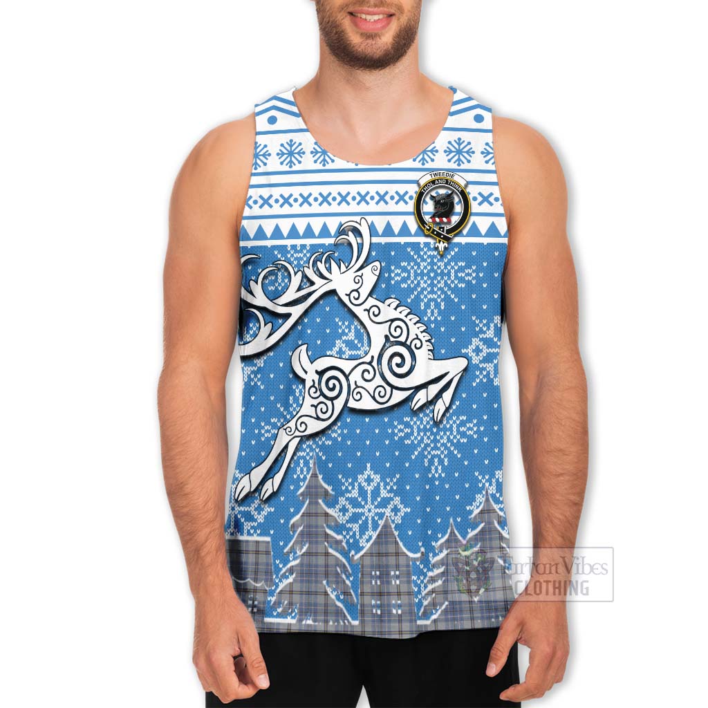 Tweedie Clan Christmas Men's Tank Top Celtic Reindeer Style - Tartan Vibes Clothing