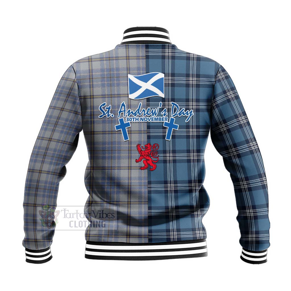 Tartan Vibes Clothing Tweedie Tartan Baseball Jacket Happy St. Andrew's Day Half Tartan Style