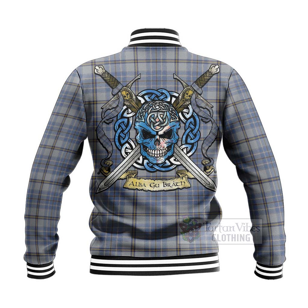 Tartan Vibes Clothing Tweedie Tartan Baseball Jacket with Family Crest Celtic Skull Style