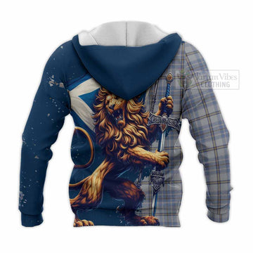 Tweedie Tartan Family Crest Knitted Hoodie with Scottish Majestic Lion