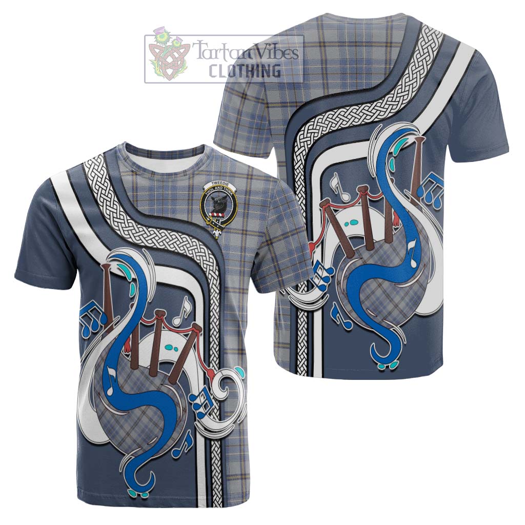 Tartan Vibes Clothing Tweedie Tartan Cotton T-shirt with Epic Bagpipe Style