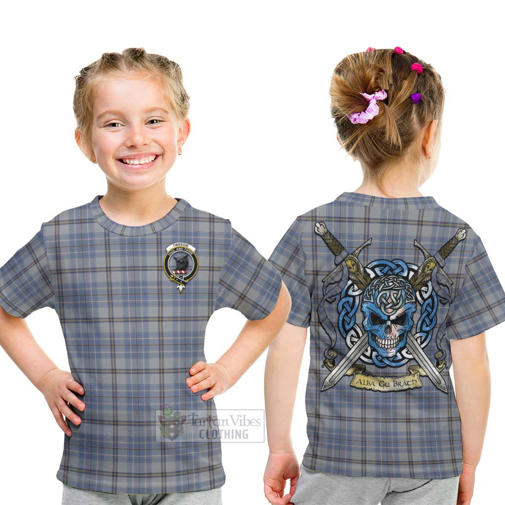 Tartan Vibes Clothing Tweedie Tartan Kid T-Shirt with Family Crest Celtic Skull Style