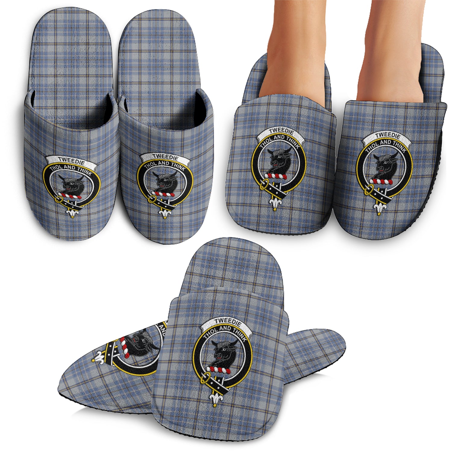 Tweedie Tartan Home Slippers with Family Crest - Tartanvibesclothing Shop