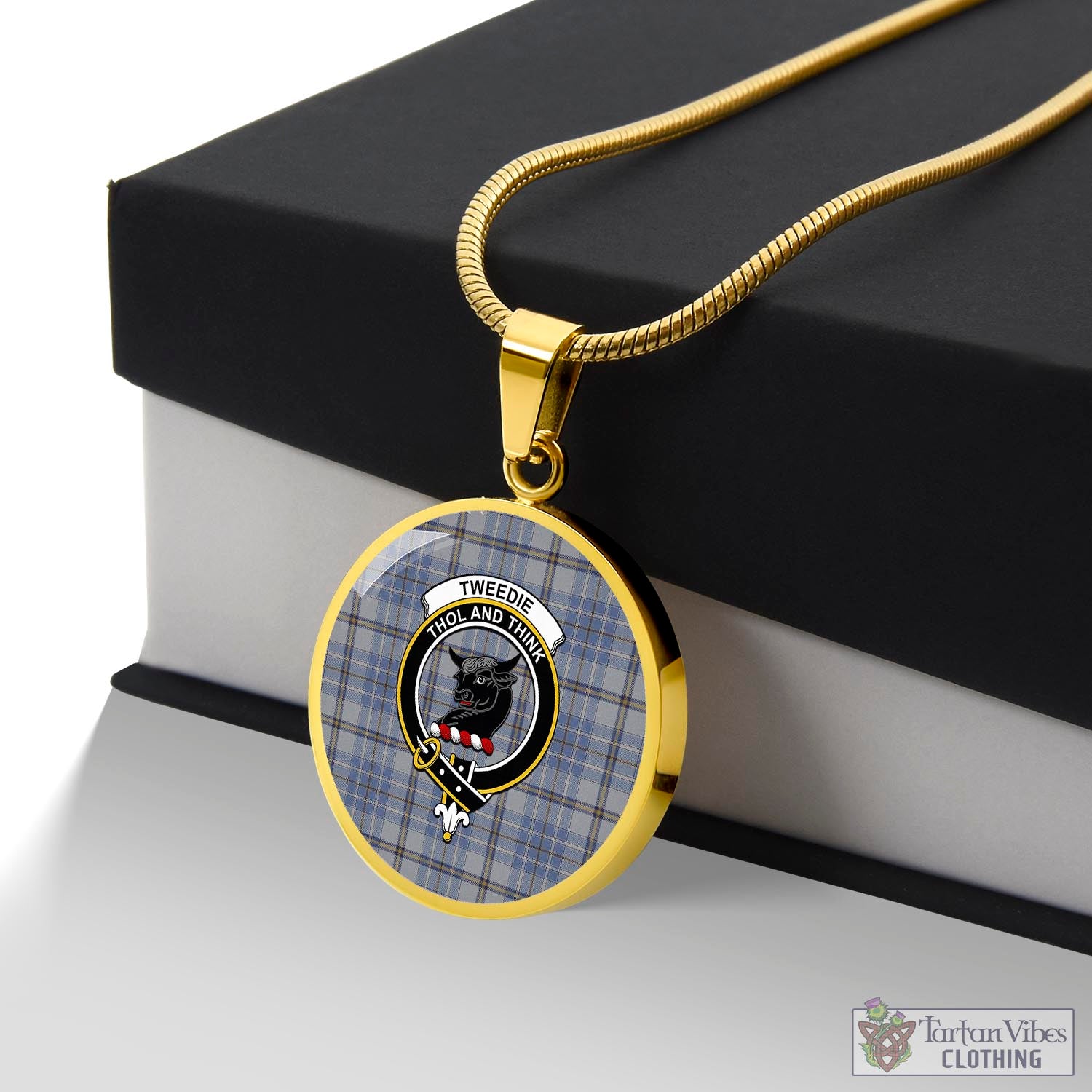 Tartan Vibes Clothing Tweedie Tartan Circle Necklace with Family Crest