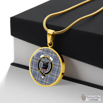 Tweedie Tartan Circle Necklace with Family Crest