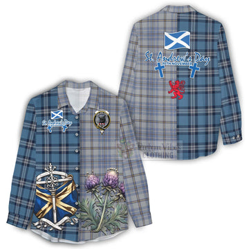 Tweedie Tartan Women's Casual Shirt Happy St. Andrew's Day Half Tartan Style