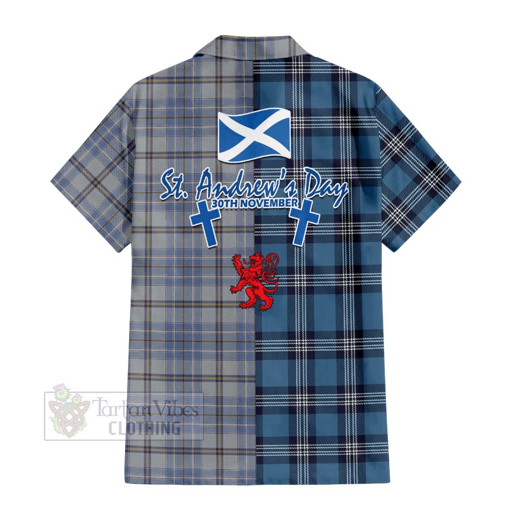 Tartan Vibes Clothing Tweedie Tartan Short Sleeve Button Shirt Happy St. Andrew's Day Half Tartan Style