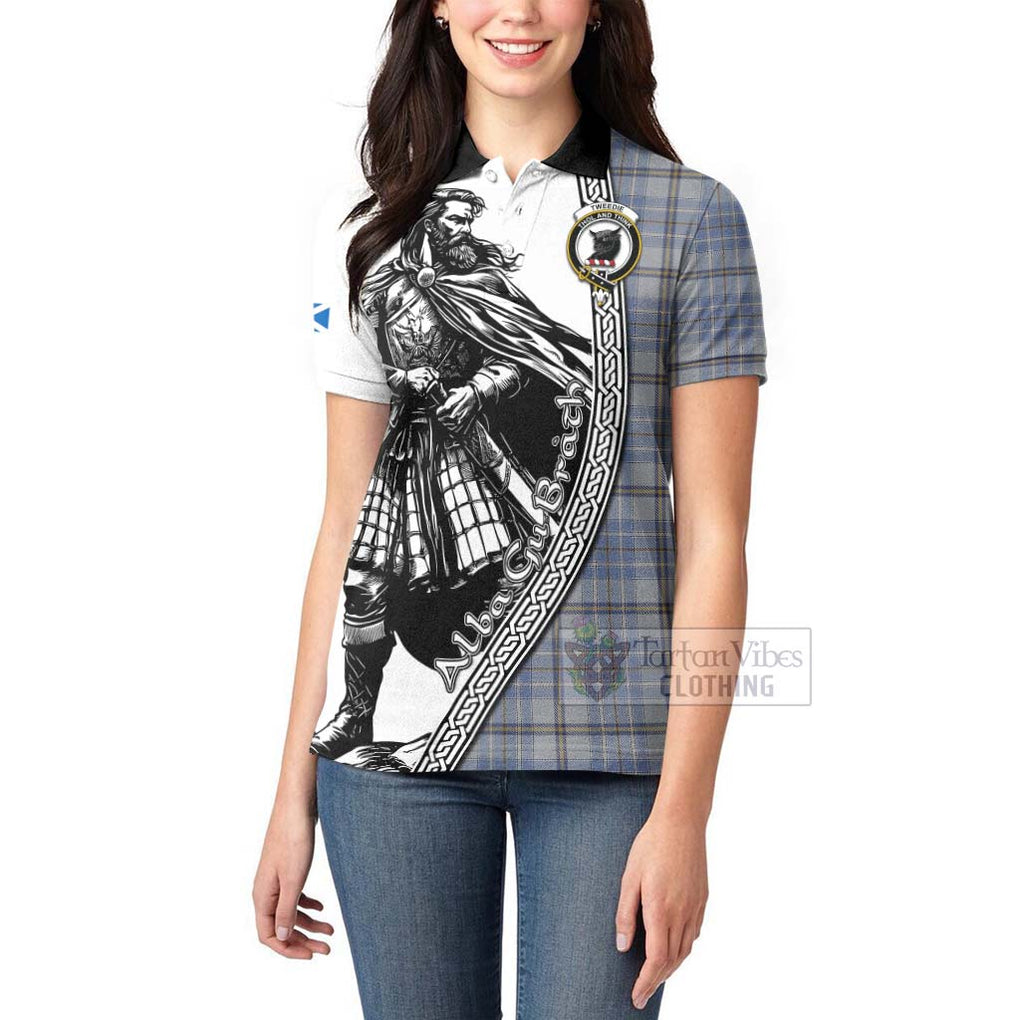 Tartan Vibes Clothing Tweedie Tartan Clan Crest Women's Polo Shirt with Highlander Warrior Celtic Style