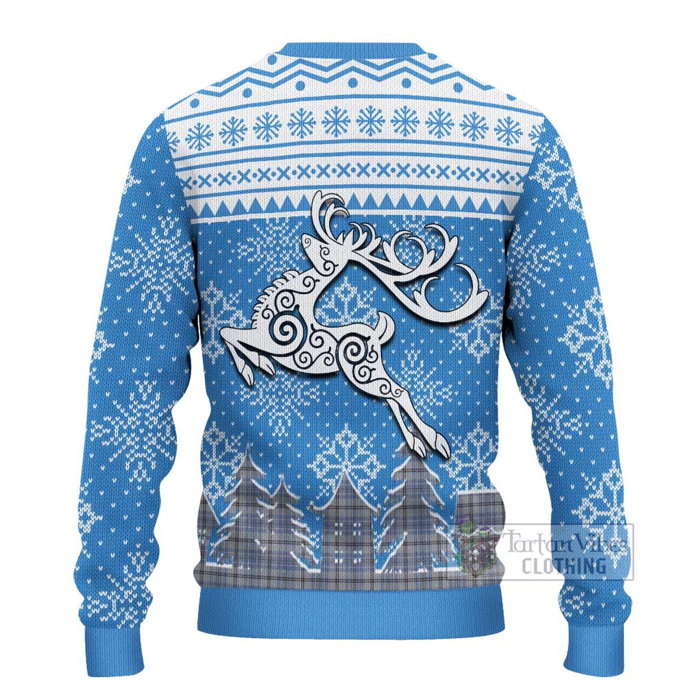 Tartan Vibes Clothing Tweedie Clan Christmas Ugly Sweater with Tartan and Celtic Raindeer Style