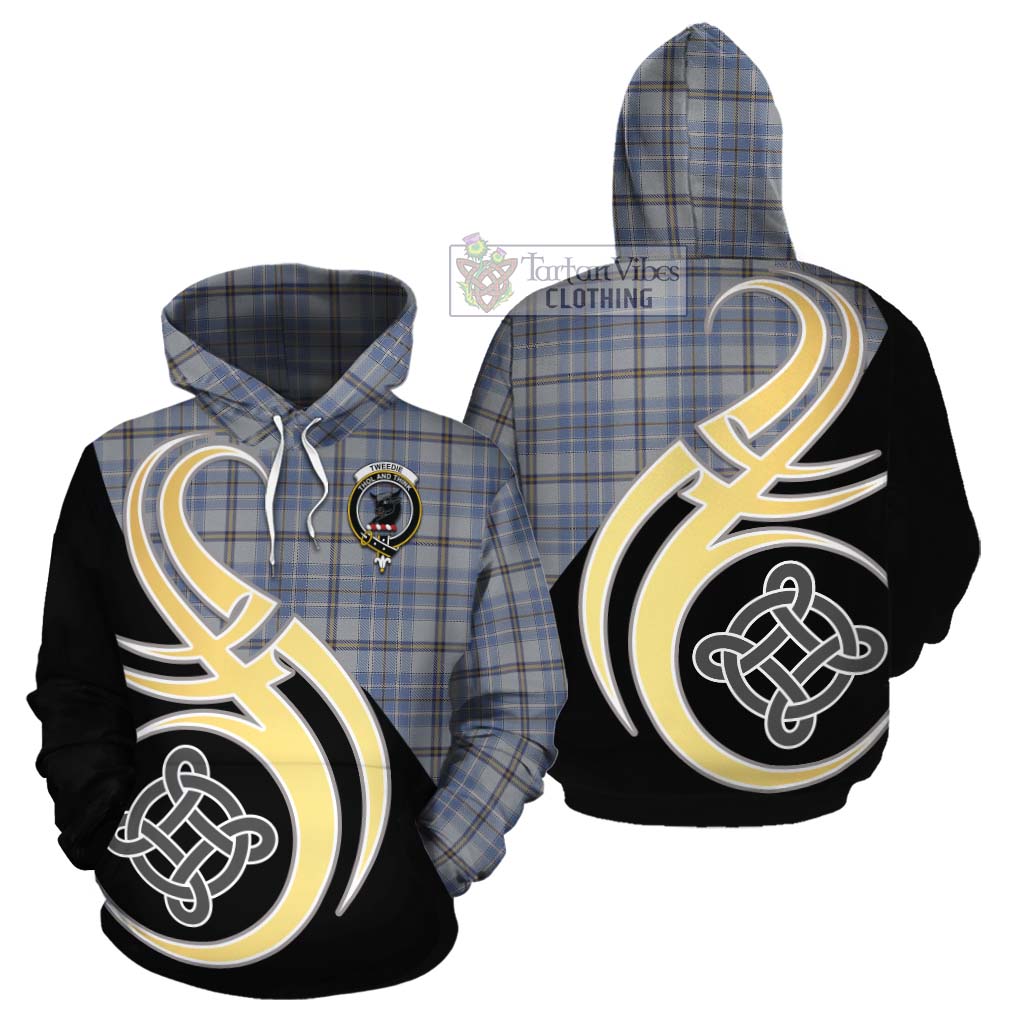 Tartan Vibes Clothing Tweedie Tartan Cotton Hoodie with Family Crest and Celtic Symbol Style