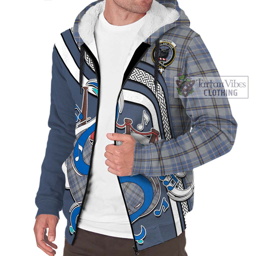 Tweedie Tartan Sherpa Hoodie with Epic Bagpipe Style Unisex - Tartanvibesclothing Shop