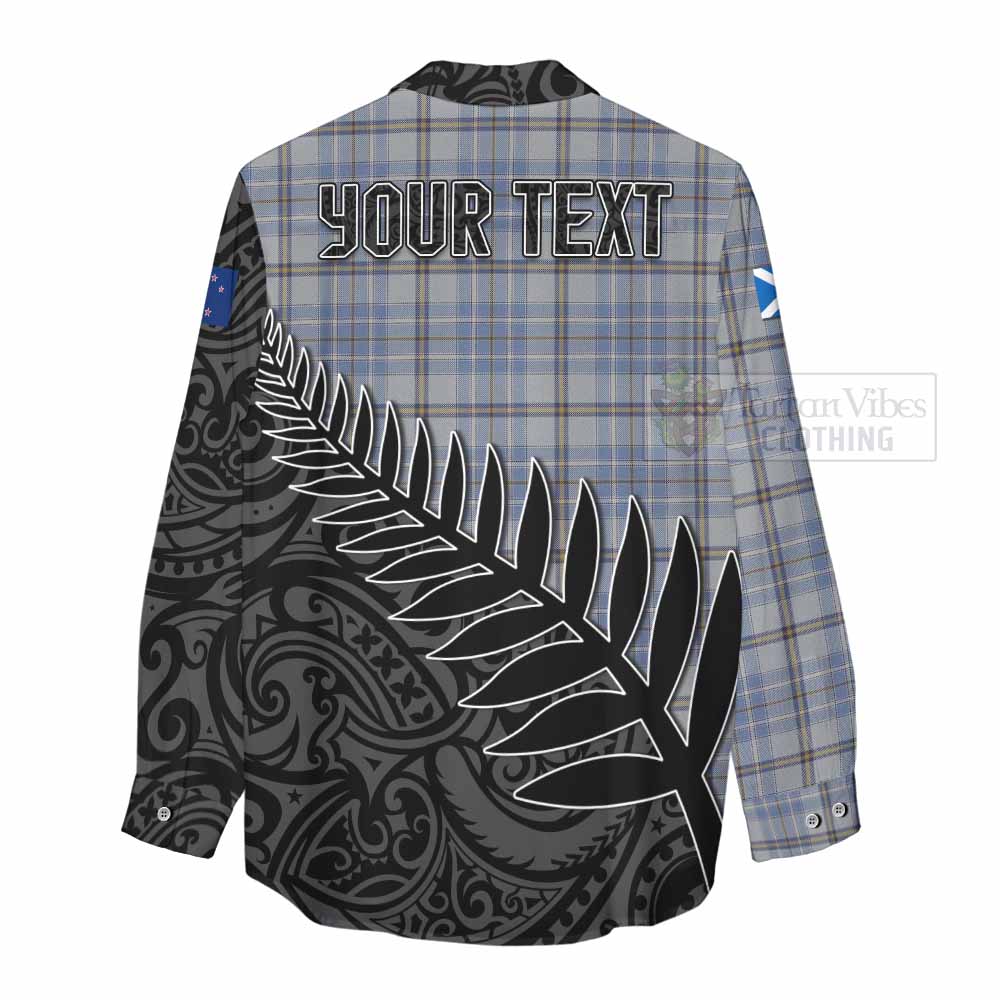 Tartan Vibes Clothing Tweedie Crest Tartan Women's Casual Shirt with New Zealand Silver Fern Half Style