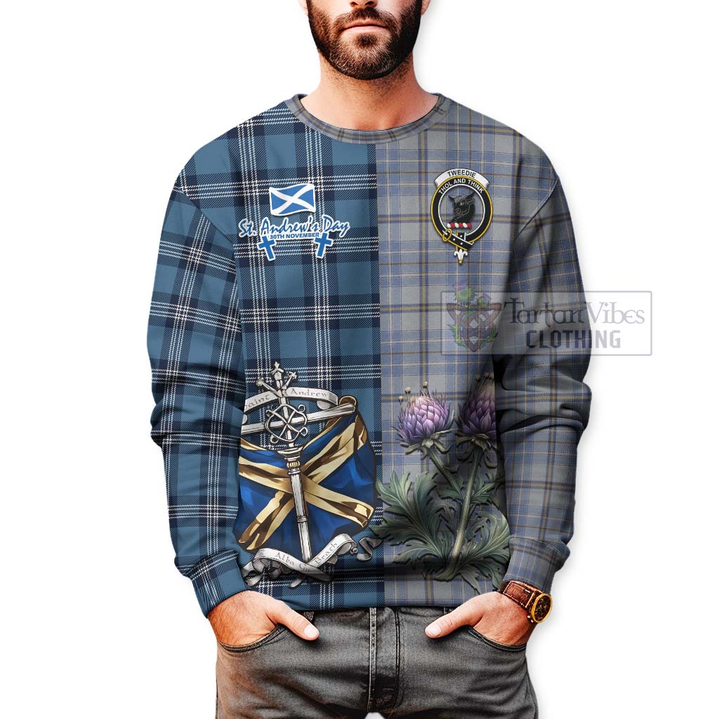 Tartan Vibes Clothing Tweedie Tartan Sweatshirt Happy St. Andrew's Day Half Tartan Style