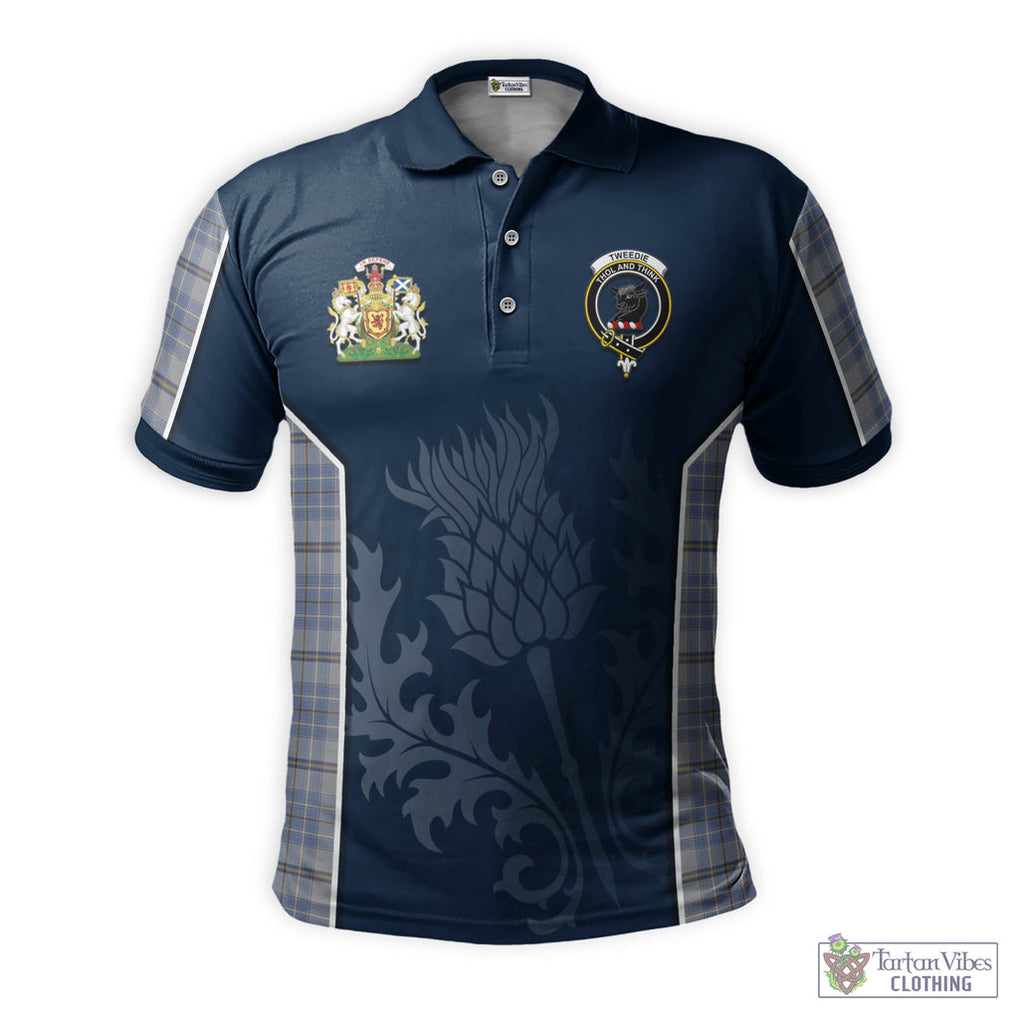 Tartan Vibes Clothing Tweedie Tartan Men's Polo Shirt with Family Crest and Scottish Thistle Vibes Sport Style