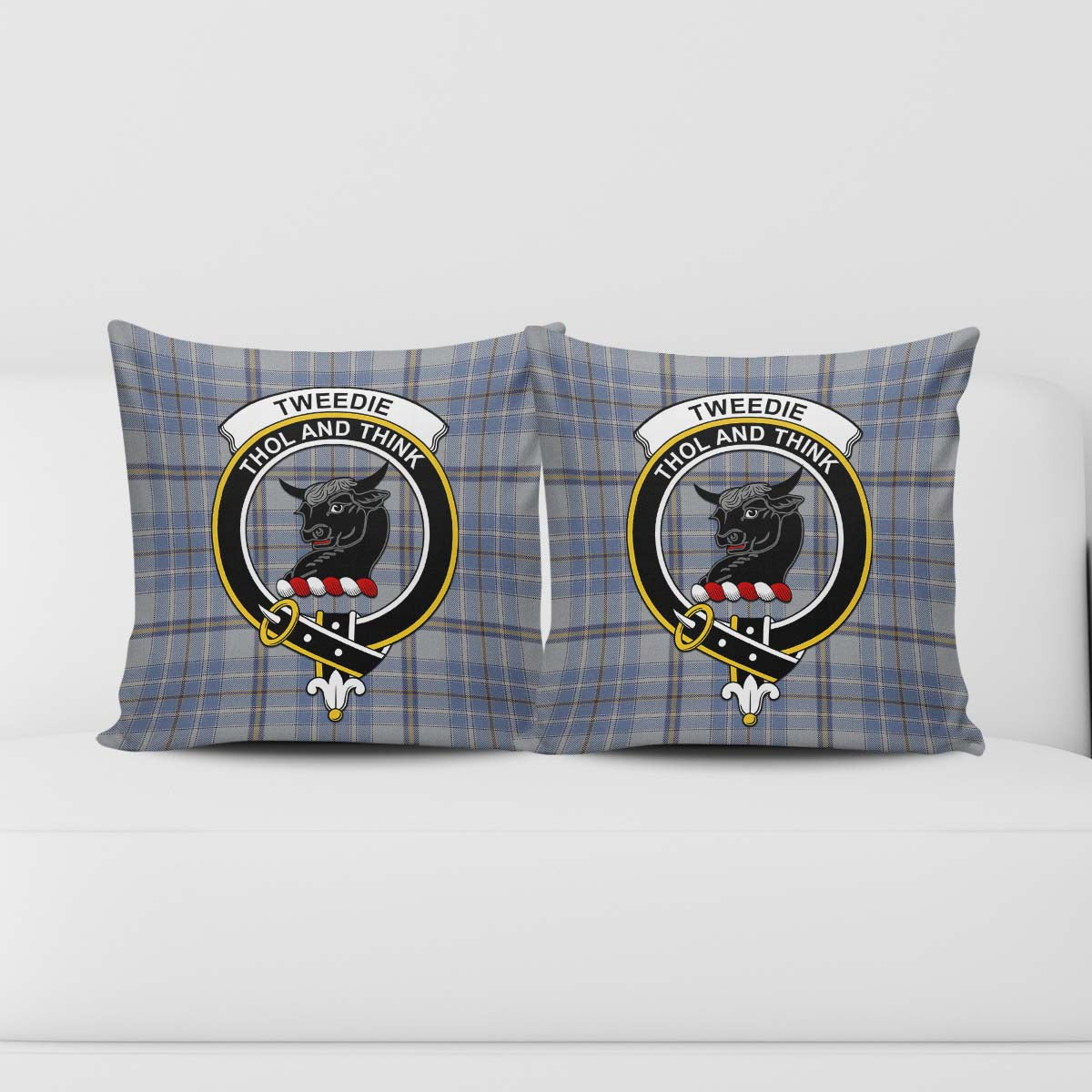 Tweedie Tartan Pillow Cover with Family Crest - Tartanvibesclothing