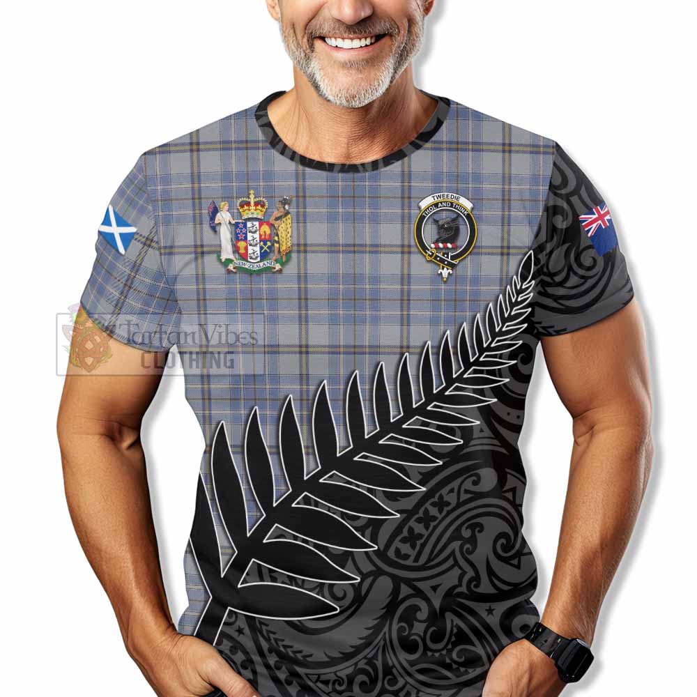 Tartan Vibes Clothing Tweedie Crest Tartan T-Shirt with New Zealand Silver Fern Half Style