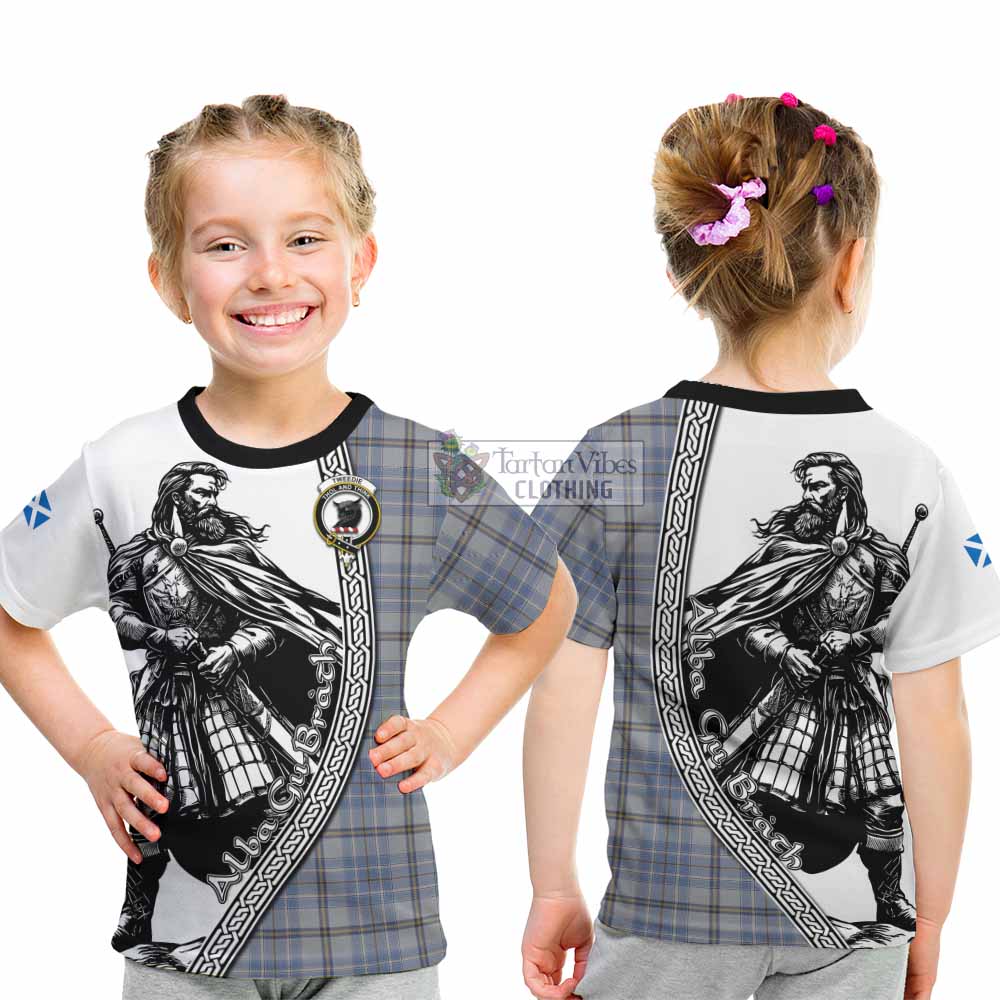 Tweedie Tartan Clan Crest Kid T-Shirt with Highlander Warrior Celtic Style