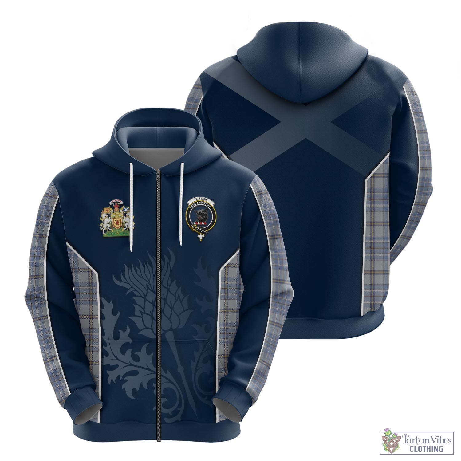 Tartan Vibes Clothing Tweedie Tartan Hoodie with Family Crest and Scottish Thistle Vibes Sport Style