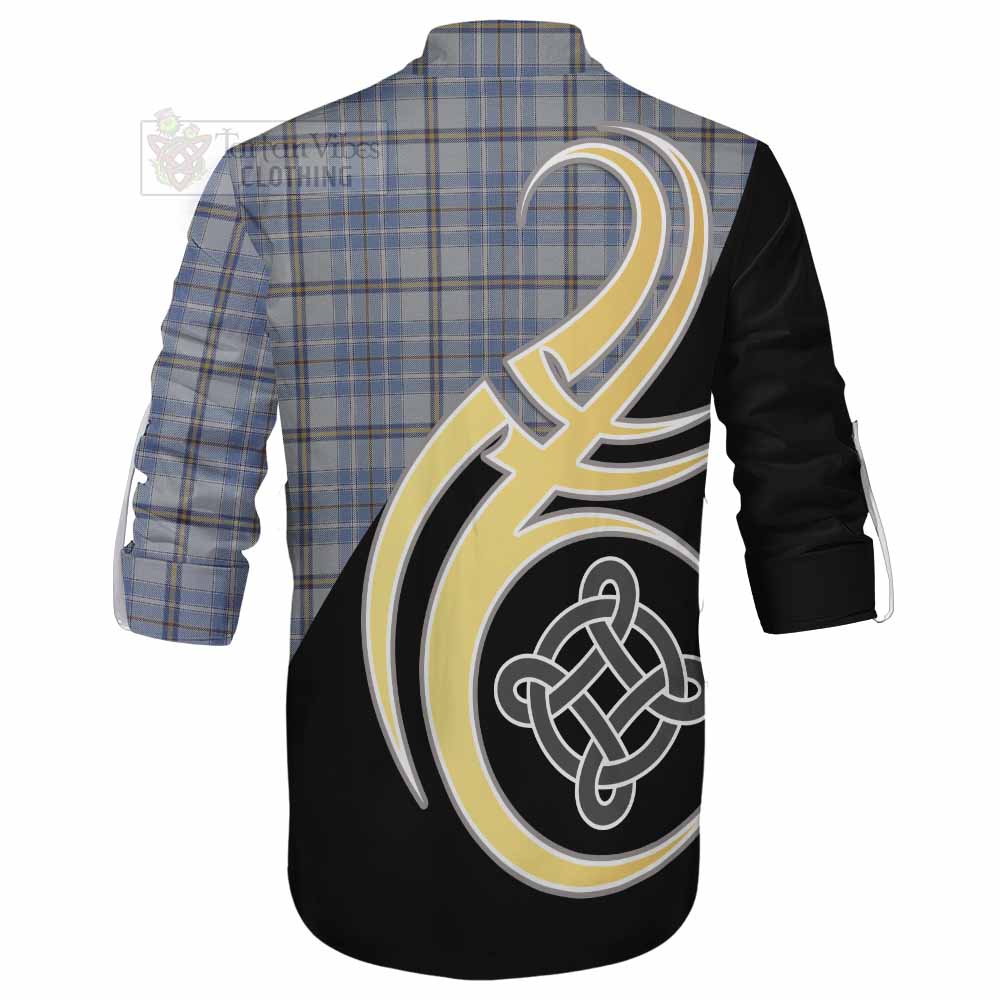 Tartan Vibes Clothing Tweedie Tartan Ghillie Kilt Shirt with Family Crest and Celtic Symbol Style