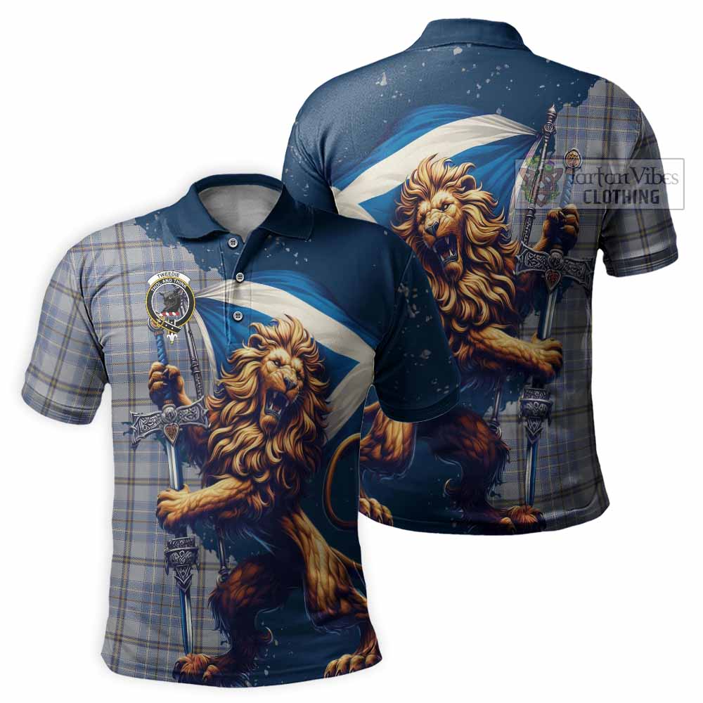 Tartan Vibes Clothing Tweedie Tartan Family Crest Men's Polo Shirt with Scottish Majestic Lion