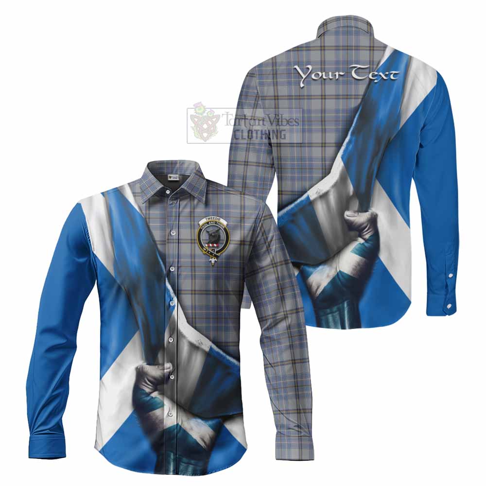 Tartan Vibes Clothing Tweedie Tartan Long Sleeve Button Shirt with Family Crest Scotland Patriotic Style