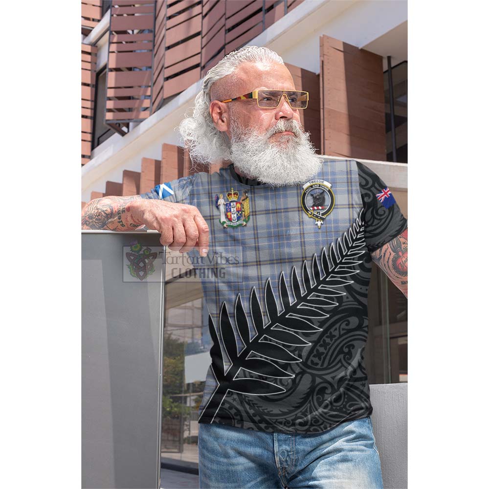 Tartan Vibes Clothing Tweedie Crest Tartan Cotton T-shirt with New Zealand Silver Fern Half Style