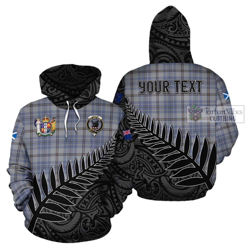 Tartan Vibes Clothing Tweedie Crest Tartan Cotton Hoodie with New Zealand Silver Fern Half Style