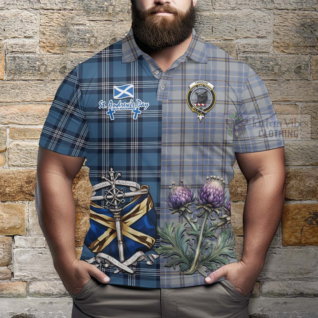 Tartan Vibes Clothing Tweedie Tartan Polo Shirt Happy St. Andrew's Day Half Tartan Style